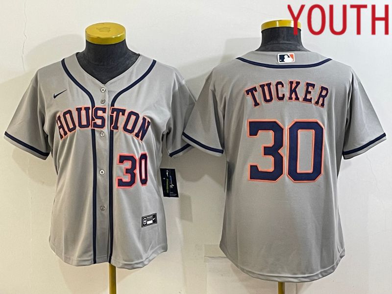 Youth Houston Astros #30 Tucker Grey Game Nike 2022 MLB Jersey->youth mlb jersey->Youth Jersey